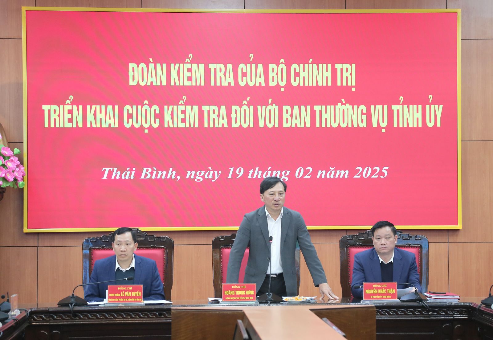 Đoàn kiểm tra số 1921 của Bộ Chính trị triển khai quyết định kiểm tra đối với Ban Thường vụ Tỉnh ủy