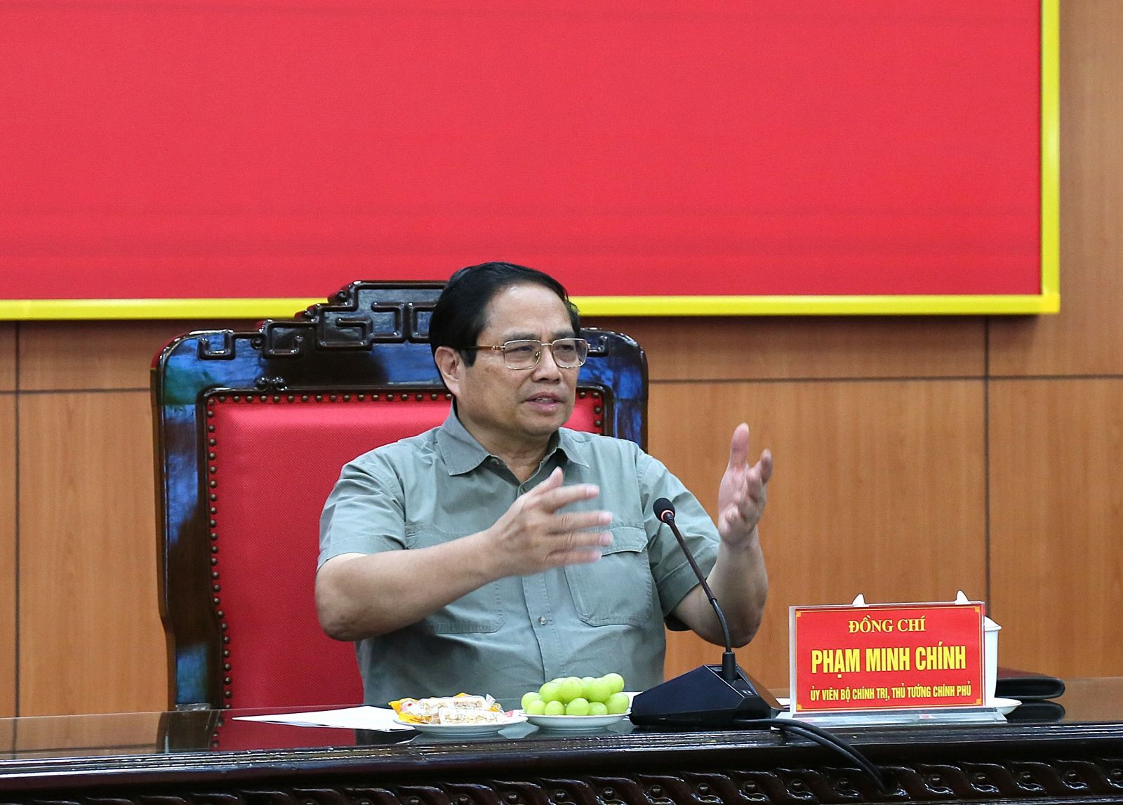 Đồng chí Phạm Minh Chính, Ủy viên Bộ Chính trị, Thủ tướng Chính phủ làm việc với Ban Thường vụ tỉnh Thái Bình