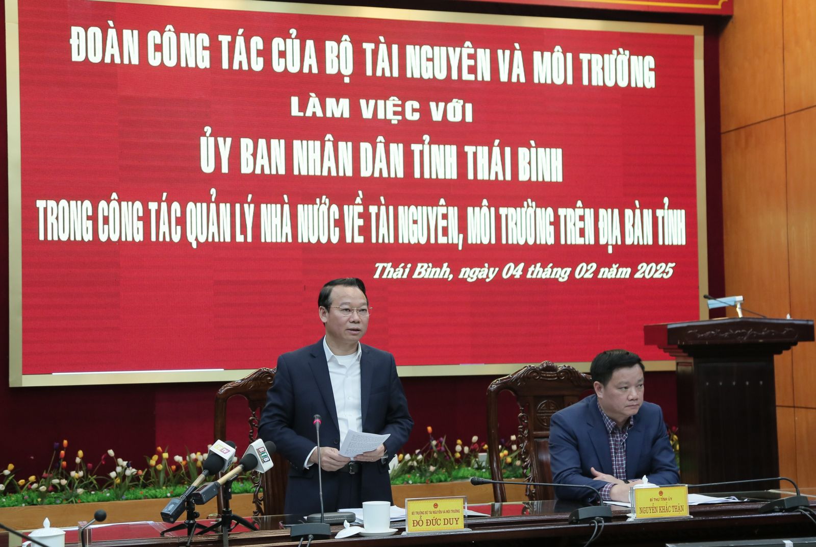 Đoàn công tác của Bộ Tài nguyên và Môi trường làm việc với UBND tỉnh