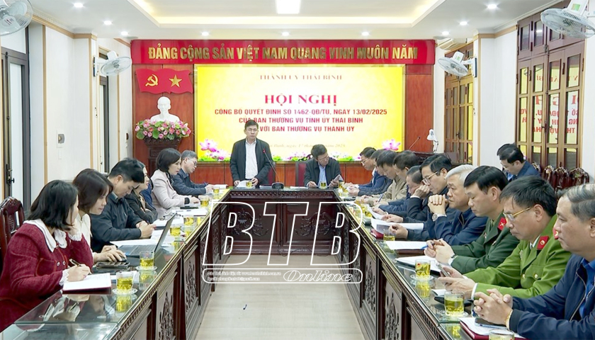 Đoàn kiểm tra của Tỉnh ủy làm việc với Thành ủy Thái Bình về việc thực hiện Chỉ thị 35-CT/TW và Nghị quyết 18-NQ/TW